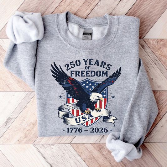 Sports Gray Hoodie: America 250 patriotic eagle hoodie in sports gray – 1776–2026 unisex pullover
