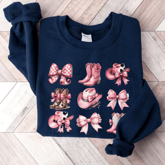 Coquette Western Sweatshirt - The Right Side PrintsCoquette Western Sweatshirtwomen's long sleeve sweatshirtNavySmall