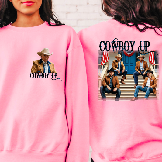 Cowboy Up Women’s Crewneck Sweatshirt – Patriotic Western Graphic Pullover