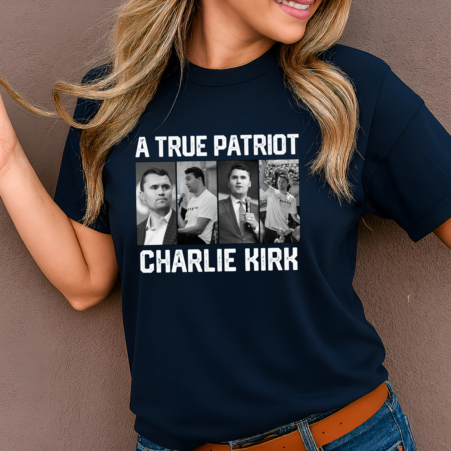 Navy Charlie Kirk Memorial Women’s Shirt – A True Patriot Tribute
