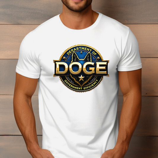 Men's DOGE white graphic t-shirt – Department of Government Efficiency design