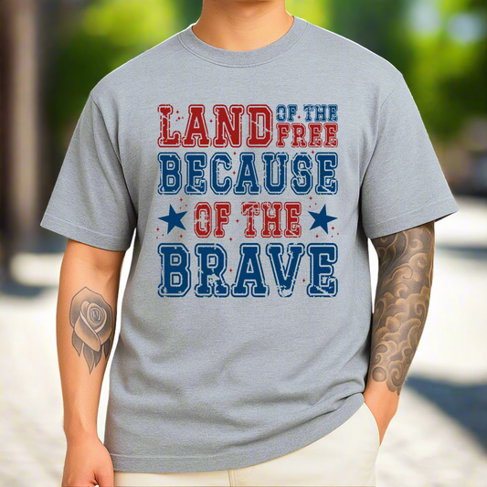 Sports gray men's T-shirt featuring American flag, Statue of Liberty, and distressed text design