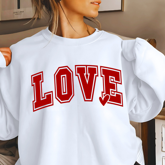 Women’s unisex LOVE graphic T-shirt, sweatshirt and hoodie in multiple colors for Valentine’s Day