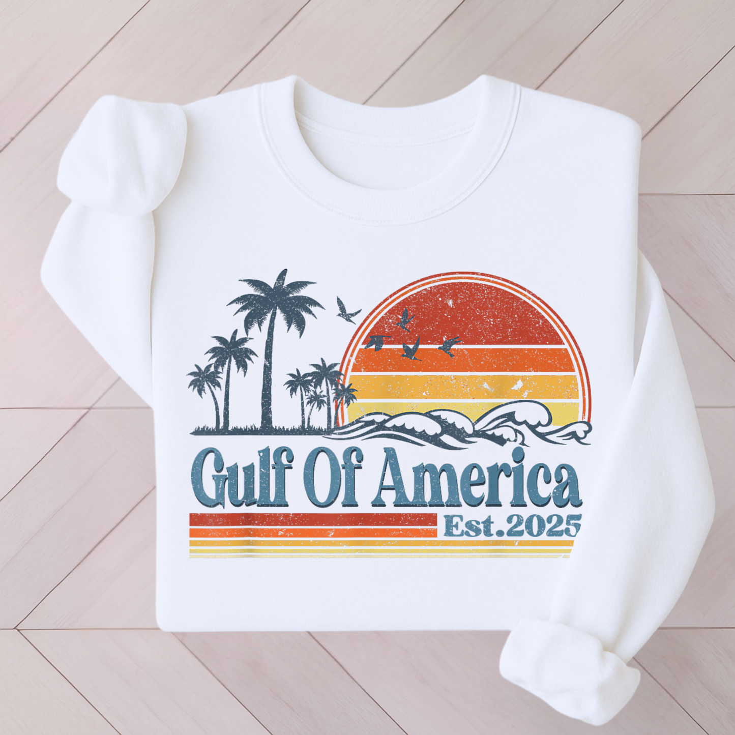 White sweatshirt featuring Patriotic Men's Coastal Vibes Sweatshirt