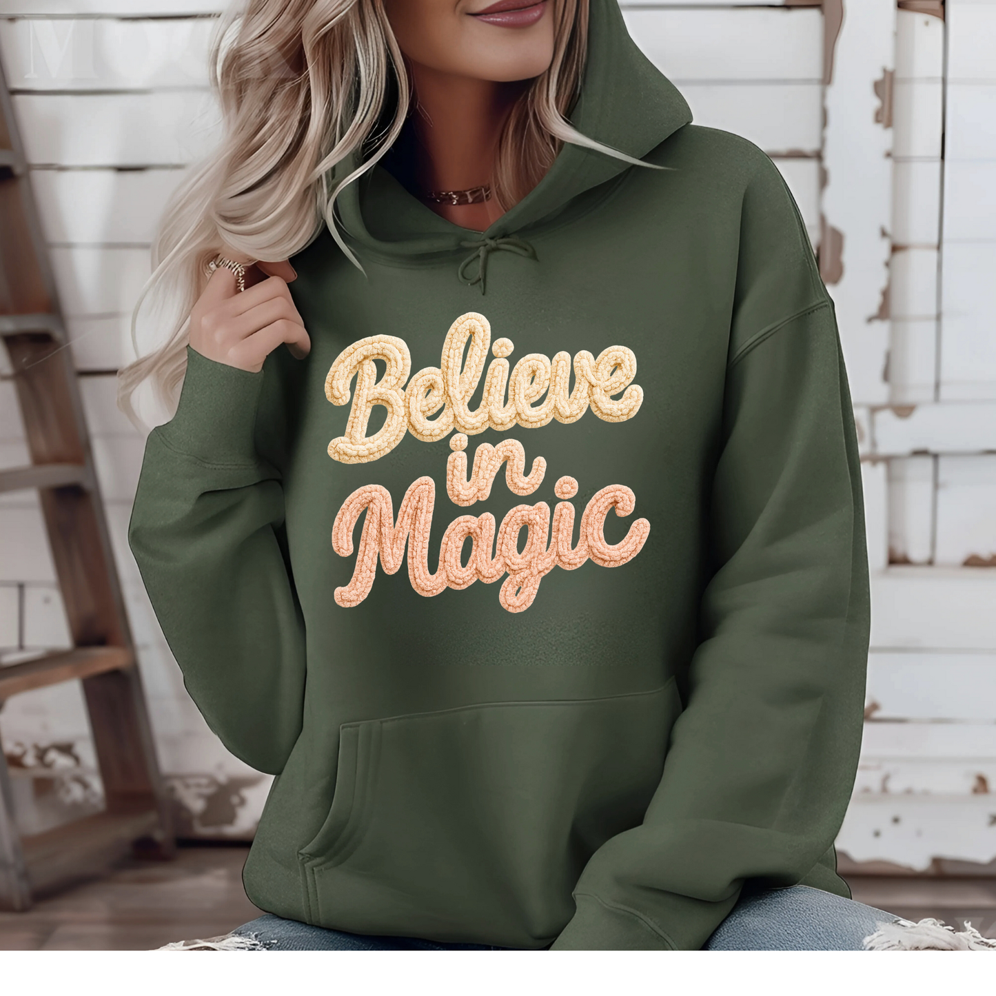 Believe in Magic Faux Crochet Christmas Shirt, Sweatshirt, or Hoodie