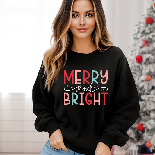 Merry & Bright Christmas Shirt, Sweatshirt or Hoodie