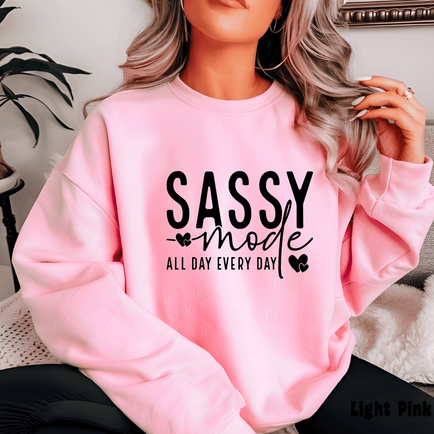 Women's 'Sassy Mode' Graphic Sweatshirt – Cozy and Stylish Pullover - The Right Side PrintsWomen's 'Sassy Mode' Graphic Sweatshirt – Cozy and Stylish Pulloverwomen's long sleeve sweatshirtWhiteSmall