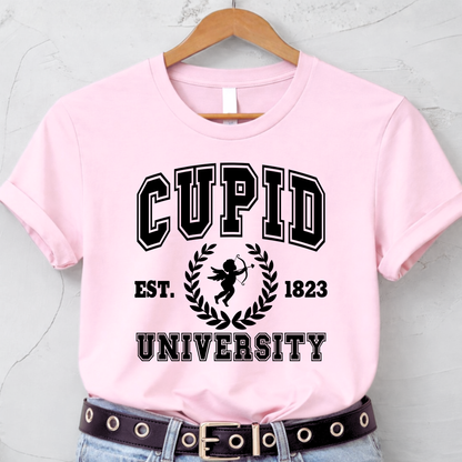 Youth and adult size guide for Cupid University sweatshirt