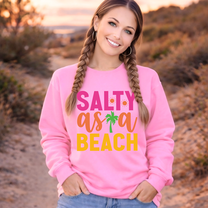 Salty As A Beach pink sweatshirt cozy beach sunset outfit