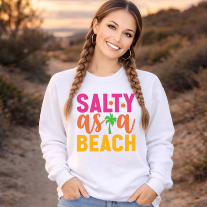 Salty As A Beach white sweatshirt beach sunset casual coastal outfit