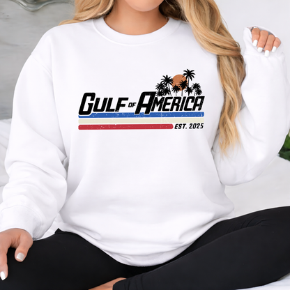 gulf of america est 2025 white sweatshirt retro beach design