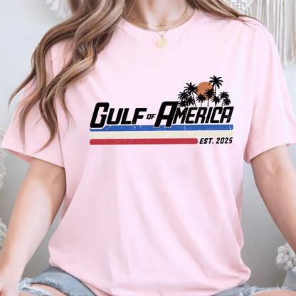gulf of america est 2025 pink t-shirt retro beach graphic women shirt