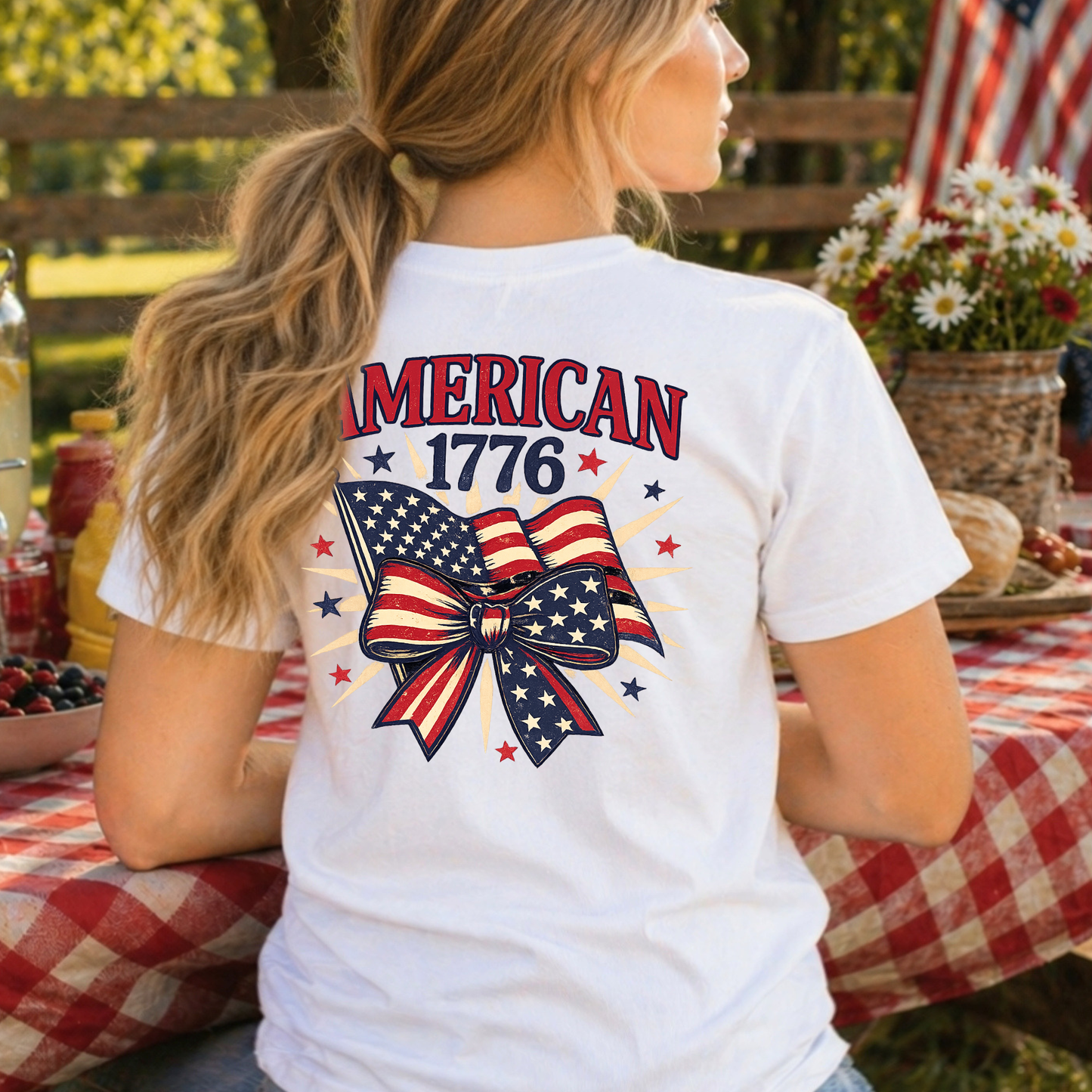 American 1776 Flag Bow Women's Shirt & Sweatshirt