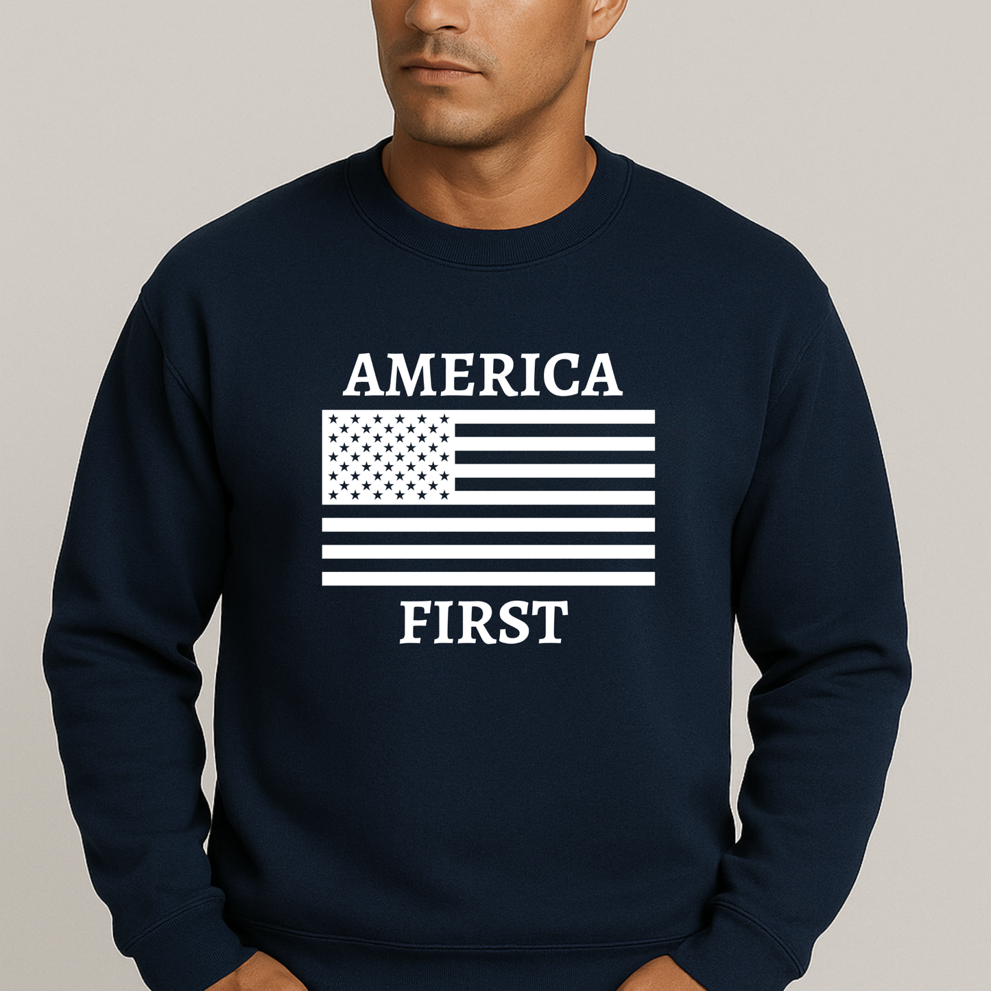 Men's America First Patriotic Sweatshirt – USA Flag Crewneck
