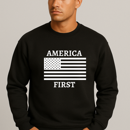 Men's America First Patriotic Sweatshirt – USA Flag Crewneck
