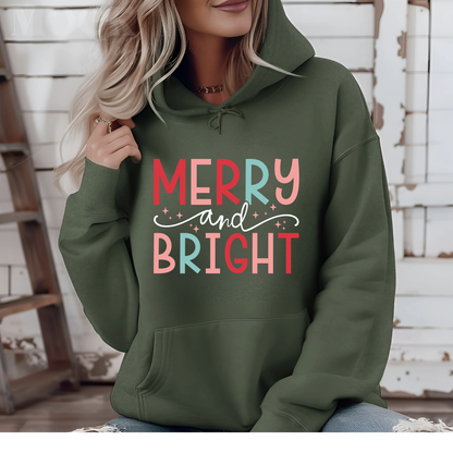 Merry & Bright Christmas Shirt, Sweatshirt or Hoodie