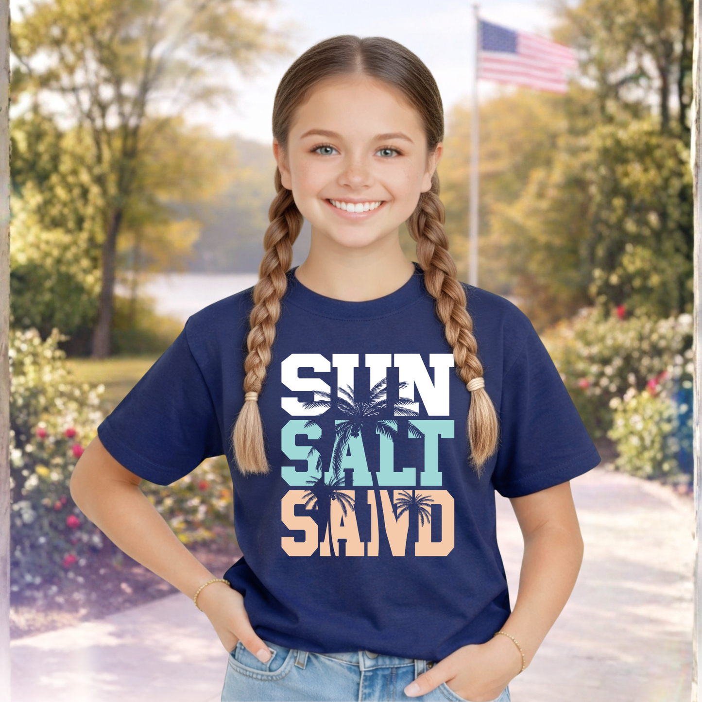 Girls Sun Salt Sand Shirt | Youth Beach Vacation Tee