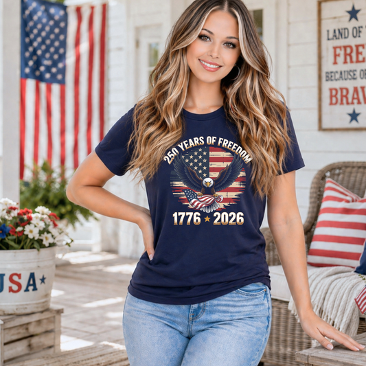 America 250 Women's Patriotic Shirt 1776–2026
