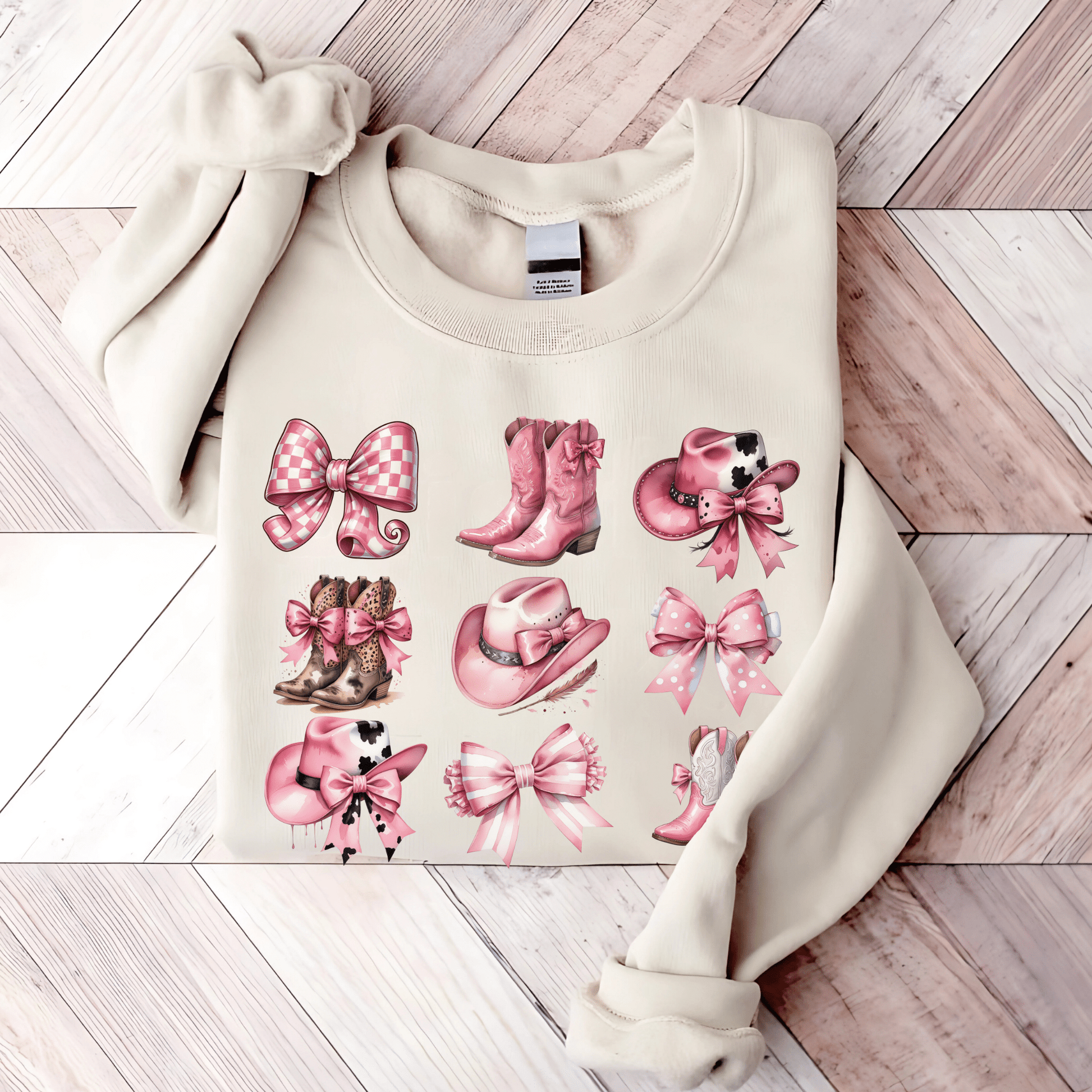 Coquette Western Sweatshirt - The Right Side PrintsCoquette Western Sweatshirtwomen's long sleeve sweatshirtSandSmall