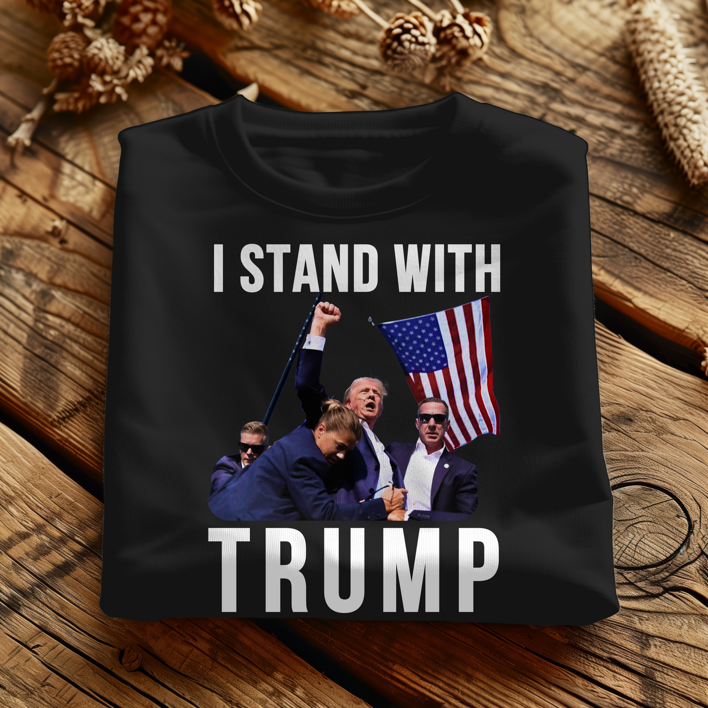 I Stand With Trump Sweatshirt – Patriotic USA Flag Conservative Pullover