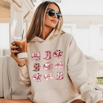 Coquette Western Hoodie - The Right Side PrintsCoquette Western Hoodiewomen's long sleeve sweatshirtSandSmall