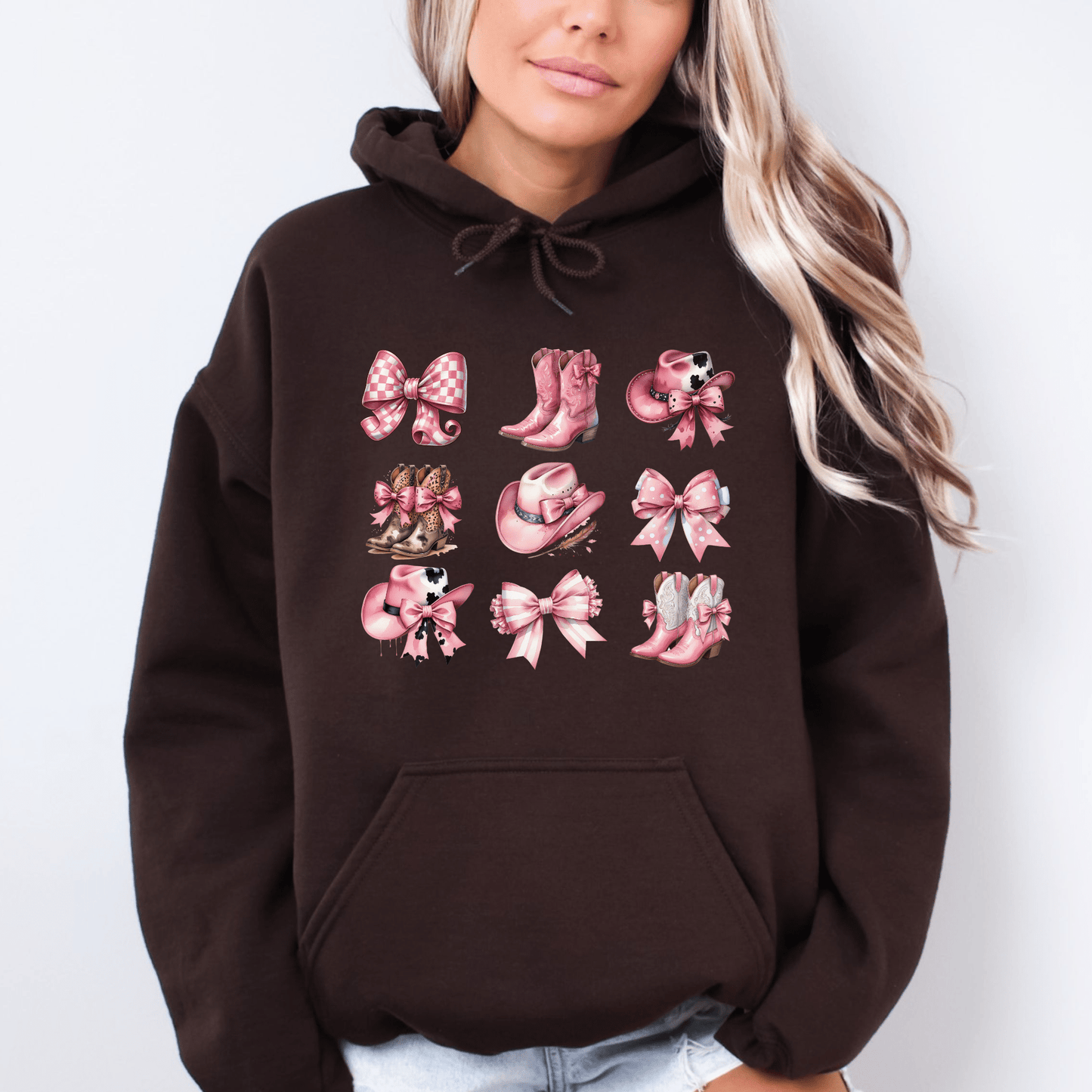 Coquette Western Hoodie - The Right Side PrintsCoquette Western Hoodiewomen's long sleeve sweatshirtBrownSmall