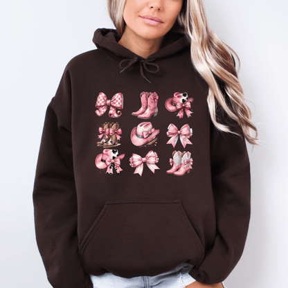 Coquette Western Hoodie - The Right Side PrintsCoquette Western Hoodiewomen's long sleeve sweatshirtBrownSmall