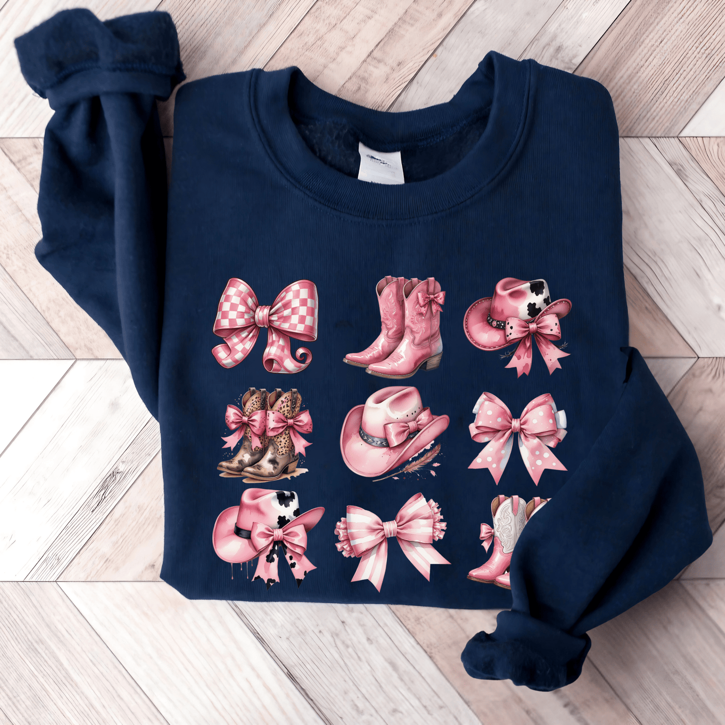 Coquette Western Sweatshirt - The Right Side PrintsCoquette Western Sweatshirtwomen's long sleeve sweatshirtNavySmall