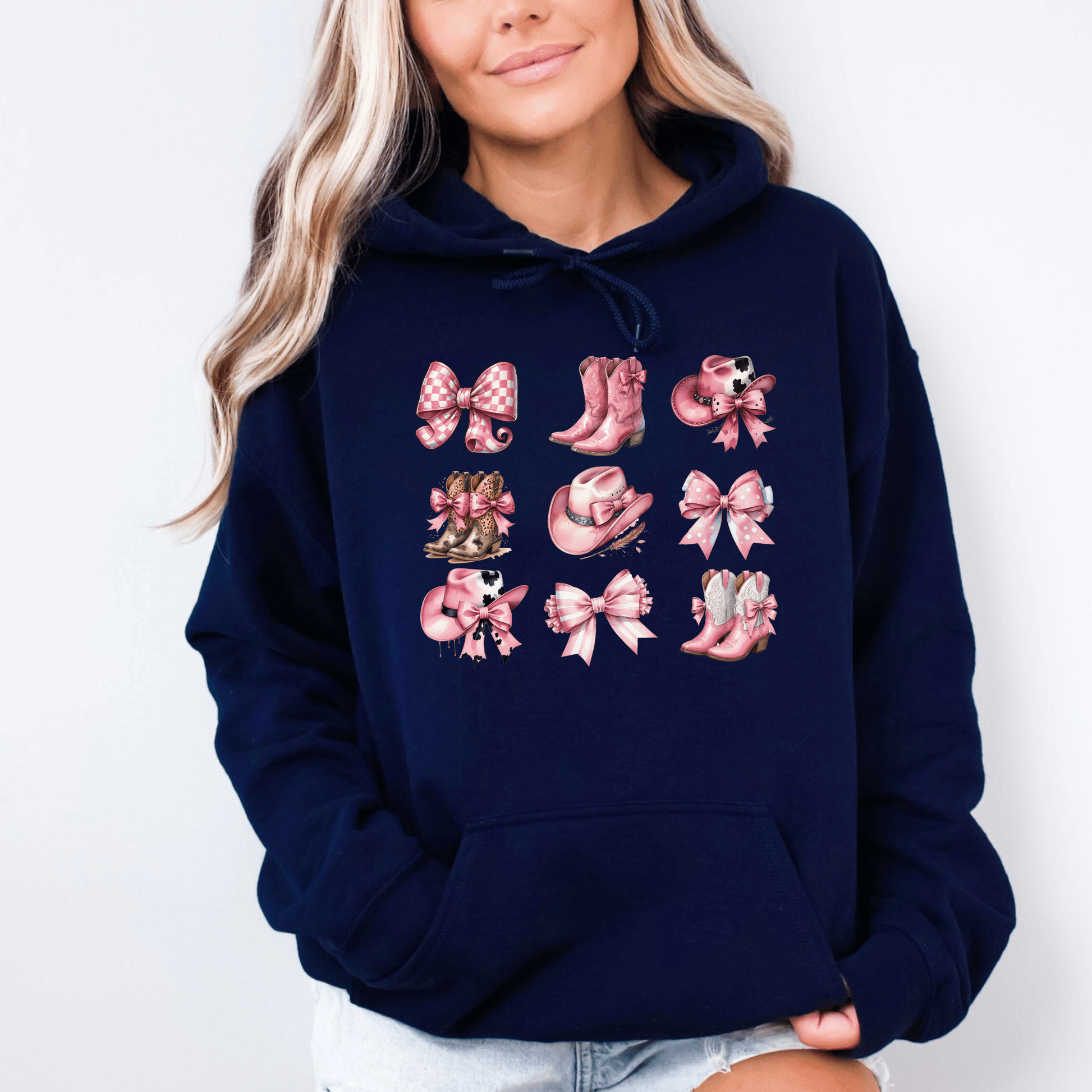 Coquette Western Hoodie - The Right Side PrintsCoquette Western Hoodiewomen's long sleeve sweatshirtNavySmall