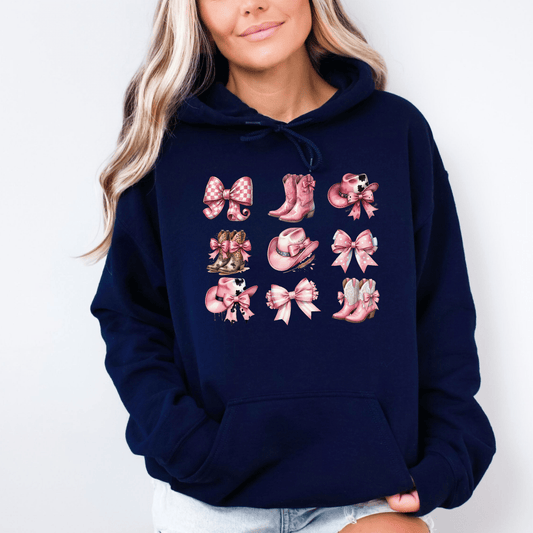 Coquette Western Hoodie - The Right Side PrintsCoquette Western Hoodiewomen's long sleeve sweatshirtNavySmall