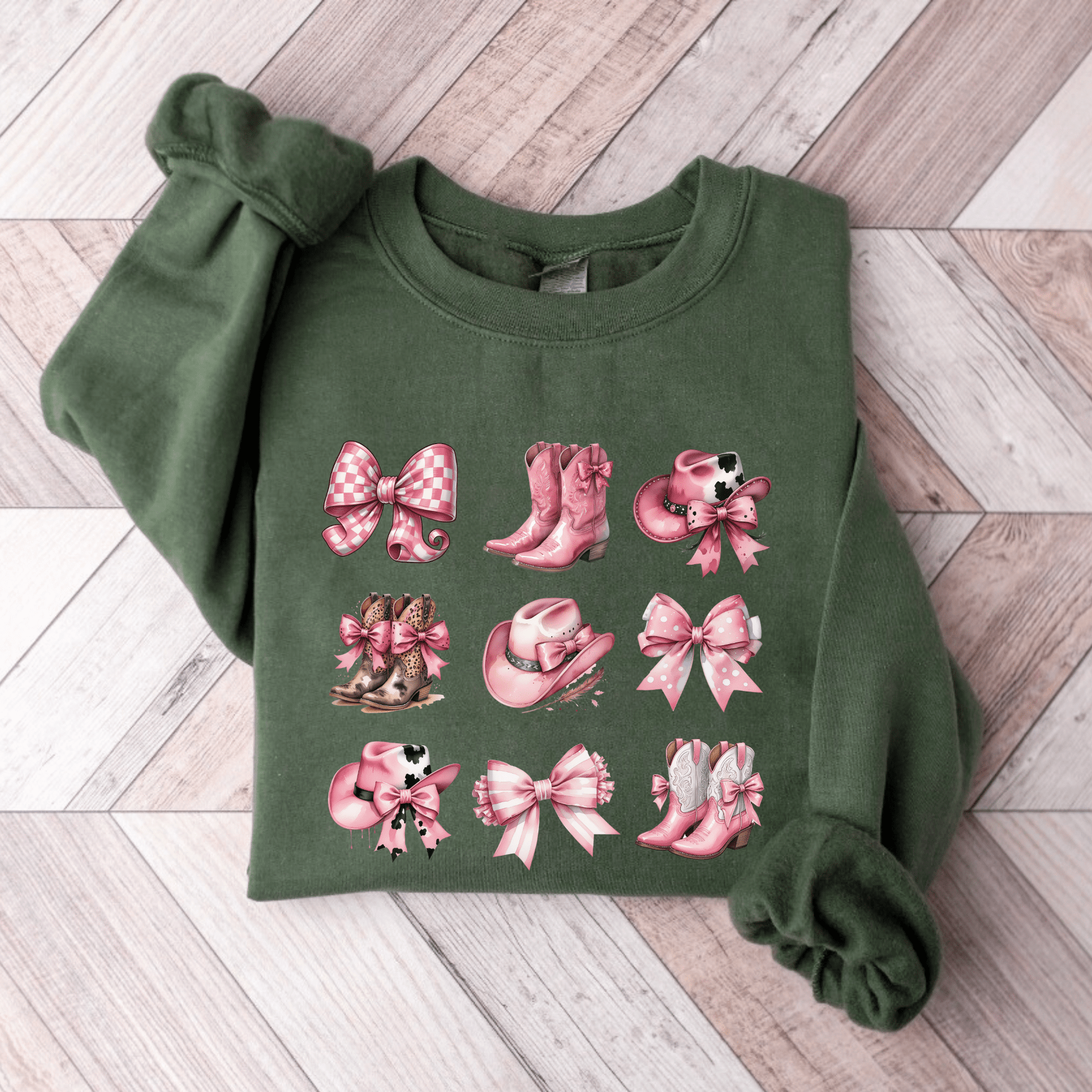 Coquette Western Sweatshirt - The Right Side PrintsCoquette Western Sweatshirtwomen's long sleeve sweatshirtMilitary GreenSmall
