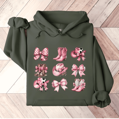 Coquette Western Hoodie - The Right Side PrintsCoquette Western Hoodiewomen's long sleeve sweatshirtMilitary GreenSmall