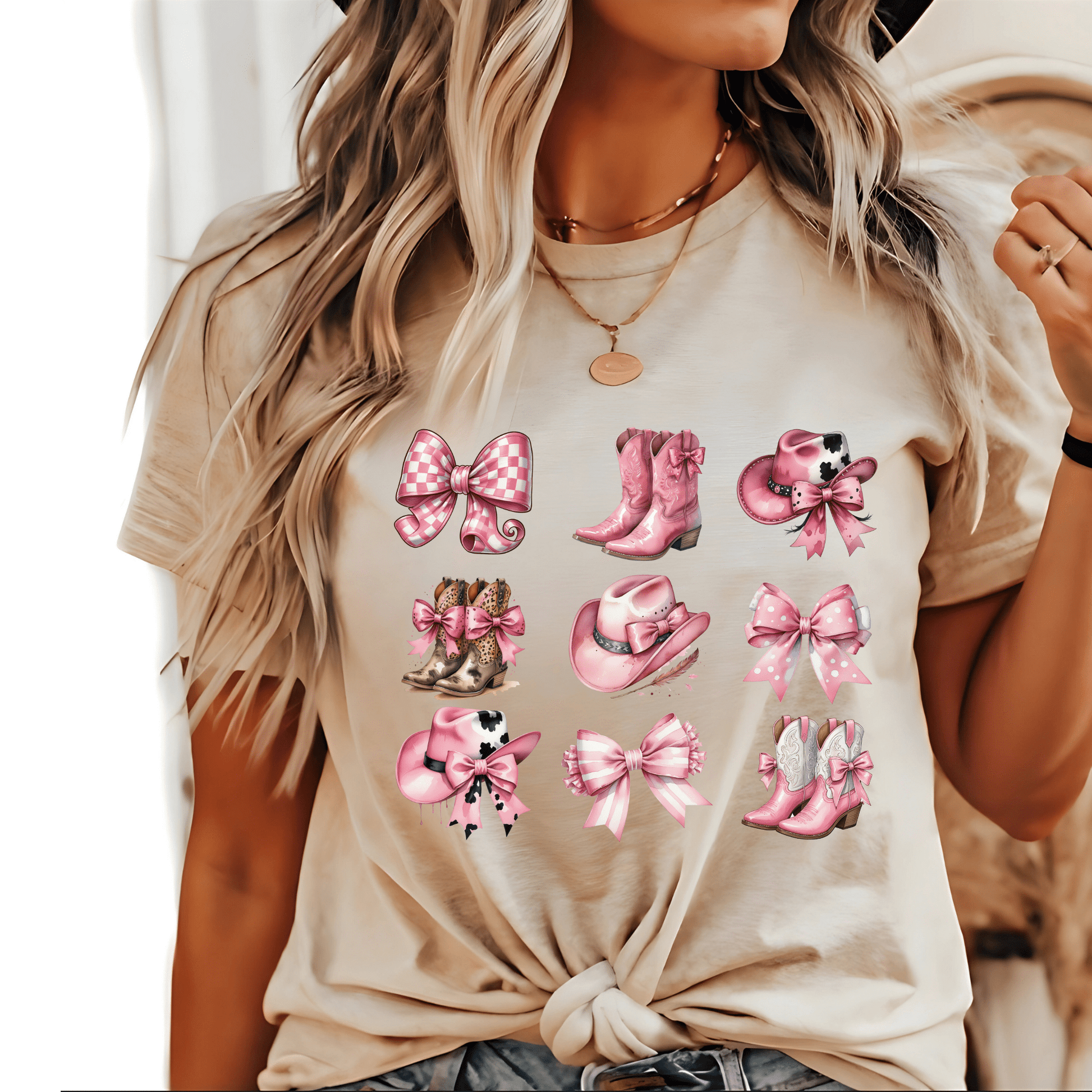 Coquette Western T-Shirt - The Right Side PrintsCoquette Western T-Shirtwomen's long sleeve sweatshirtSandSmall