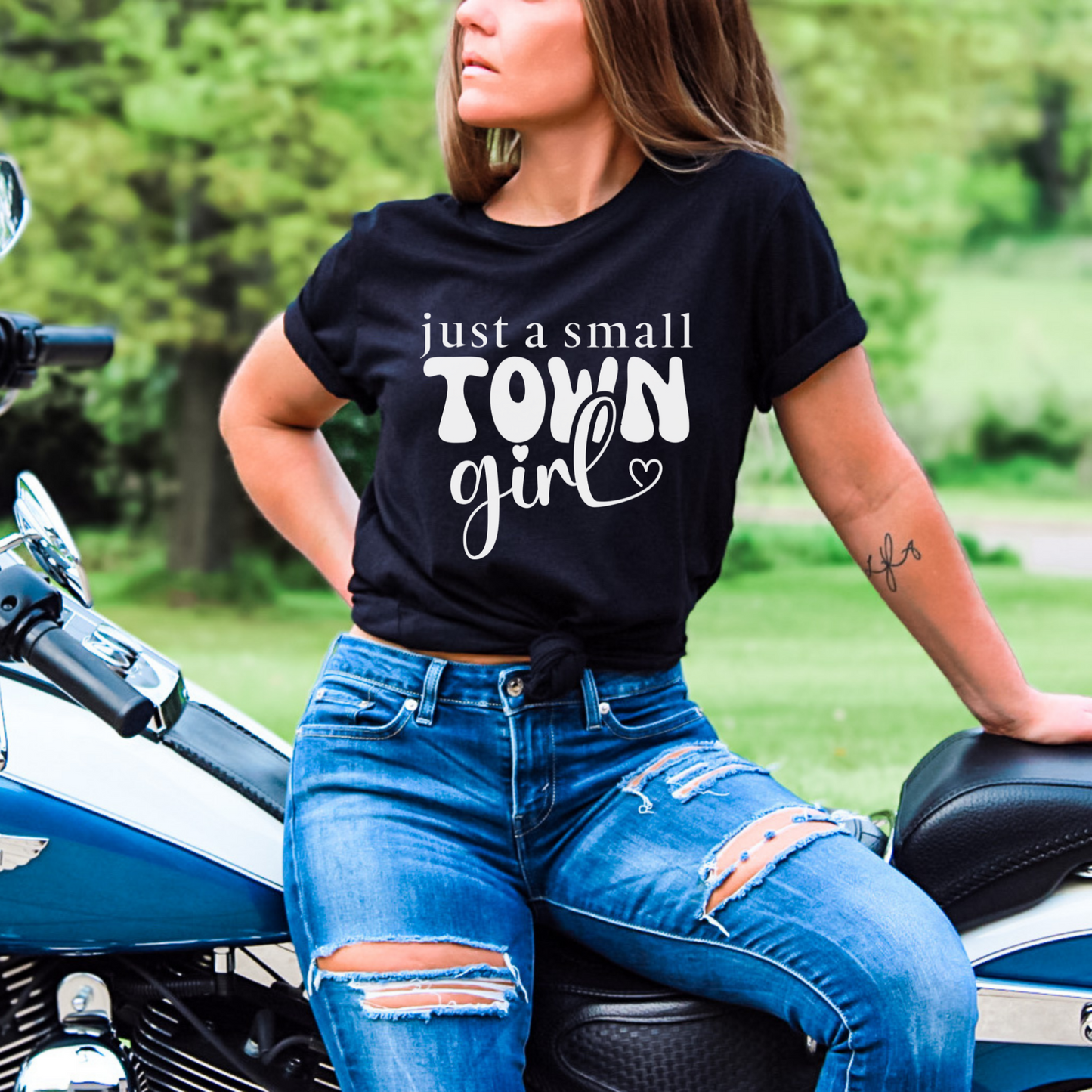 Soft cotton-blend Just a Small Town Girl T-shirt – perfect for casual country outfits.