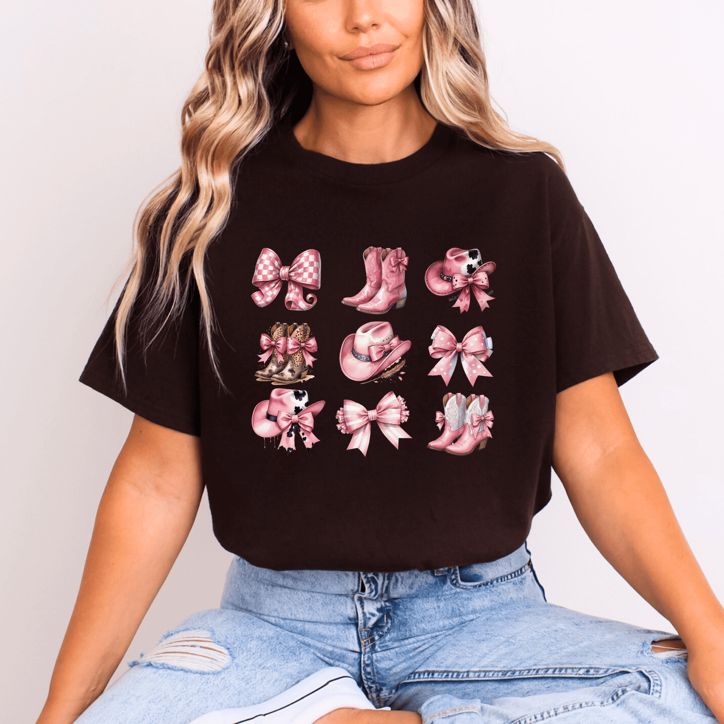 Coquette Western T-Shirt - The Right Side PrintsCoquette Western T-Shirtwomen's long sleeve sweatshirtBrownSmall