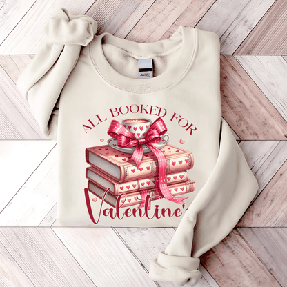 All Booked For Valentines Day Sweatshirt - The Right Side PrintsAll Booked For Valentines Day Sweatshirtwomen's long sleeve sweatshirtSandSmall