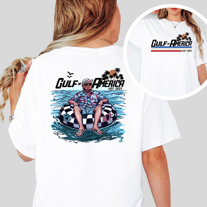 Gulf of America t-shirt with beach float design

