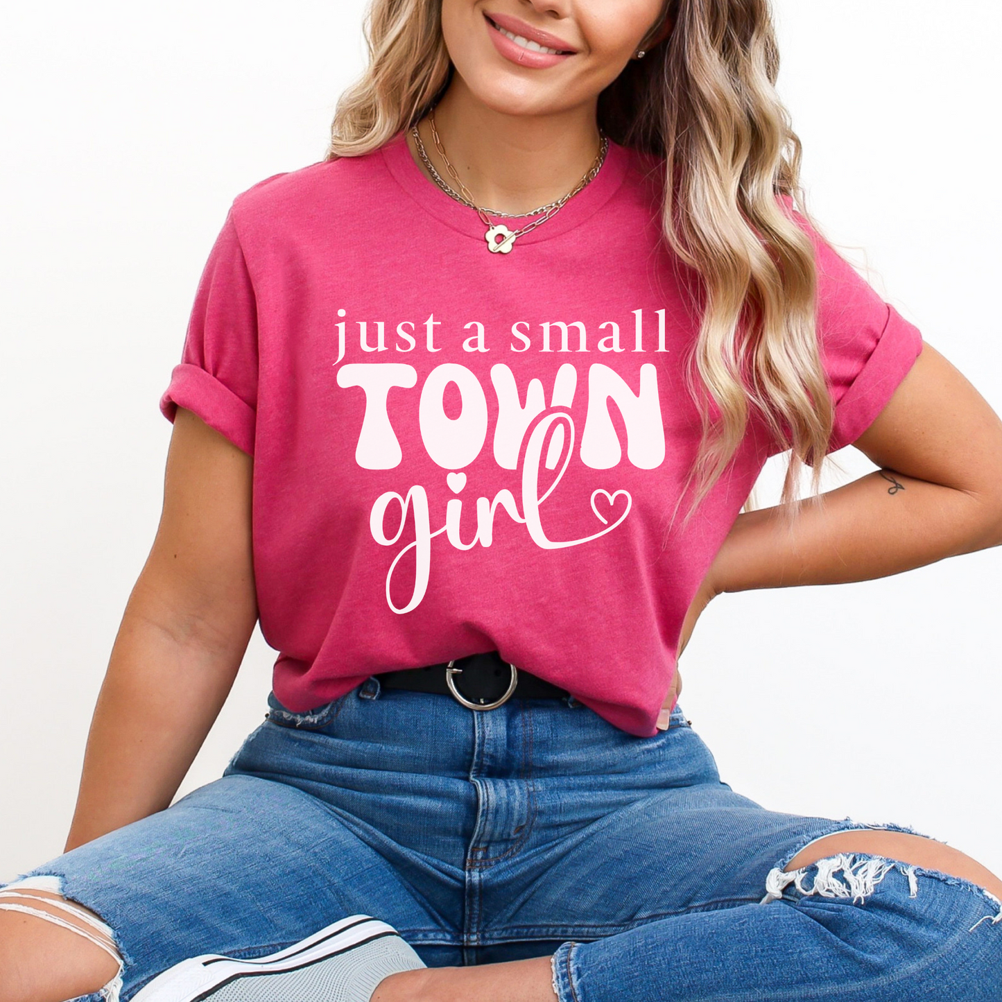 Soft cotton-blend Just a Small Town Girl T-shirt – perfect for casual country outfits.