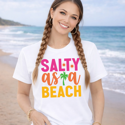 Salty As A Beach white t-shirt colorful summer beach graphic
