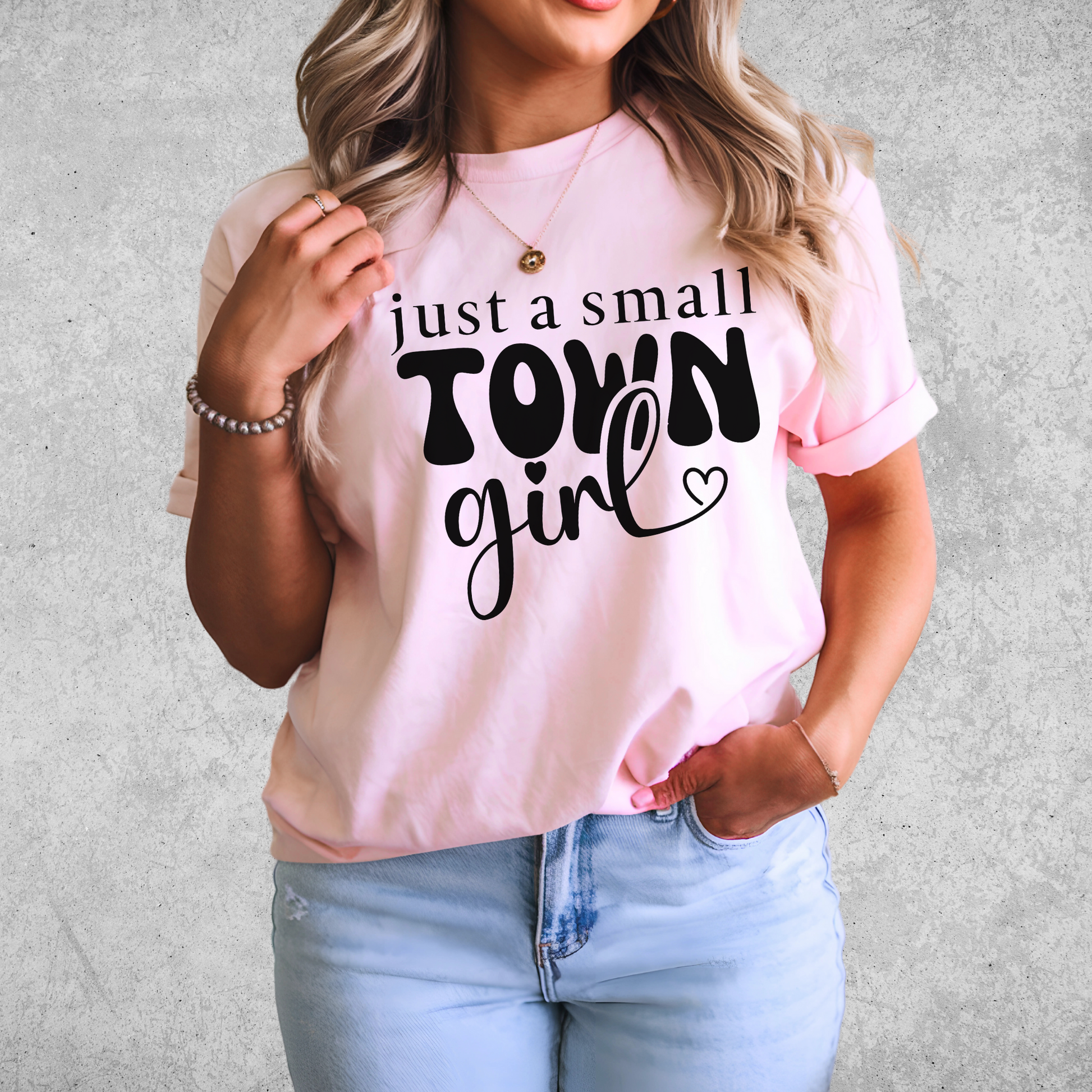 Soft cotton-blend Just a Small Town Girl T-shirt – perfect for casual country outfits.