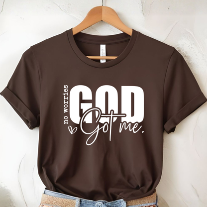 Brown flat-lay T-shirt on hanger