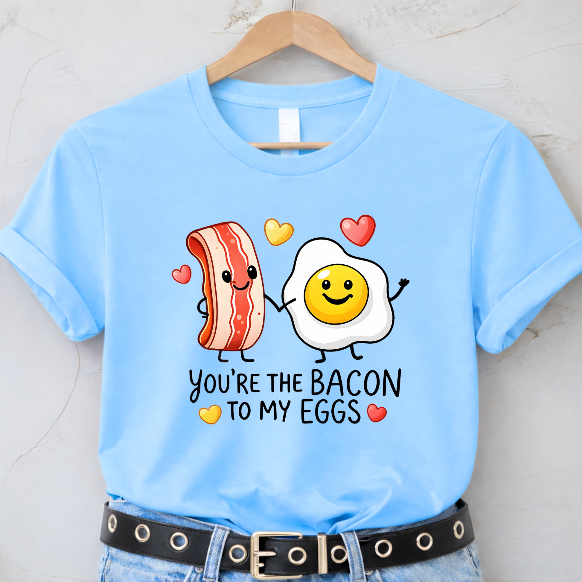 pink valentine sweatshirt featuring you’re the bacon to my eggs cute couple design