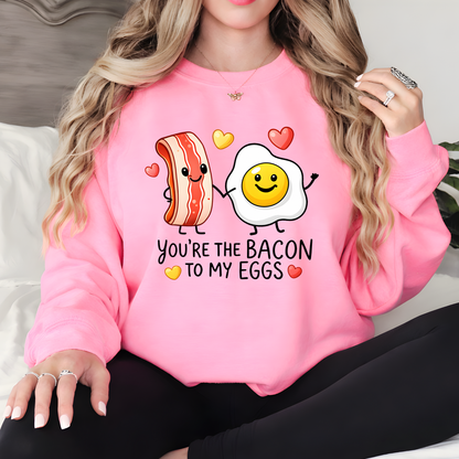 navy valentine hoodie with you’re the bacon to my eggs bacon and egg artwork