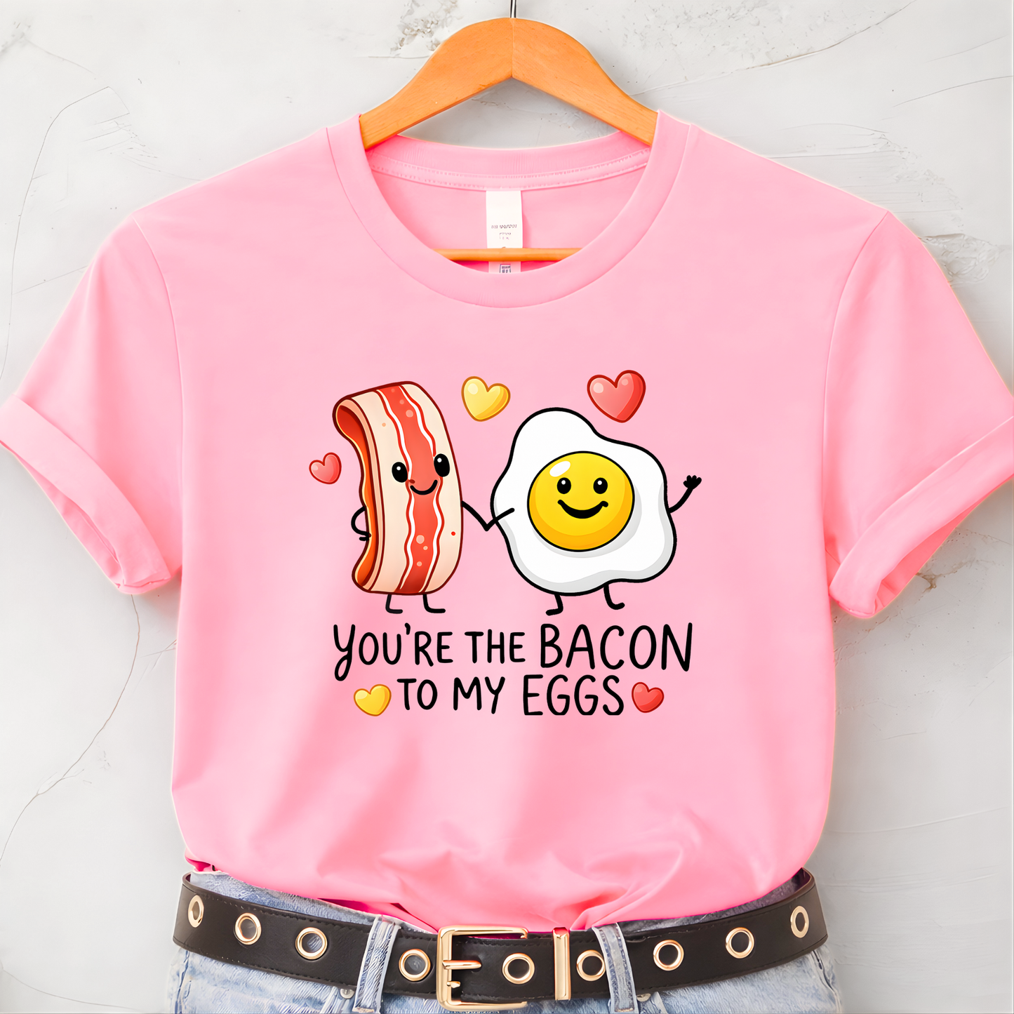 navy valentines sweatshirt featuring you’re the bacon to my eggs playful food love design