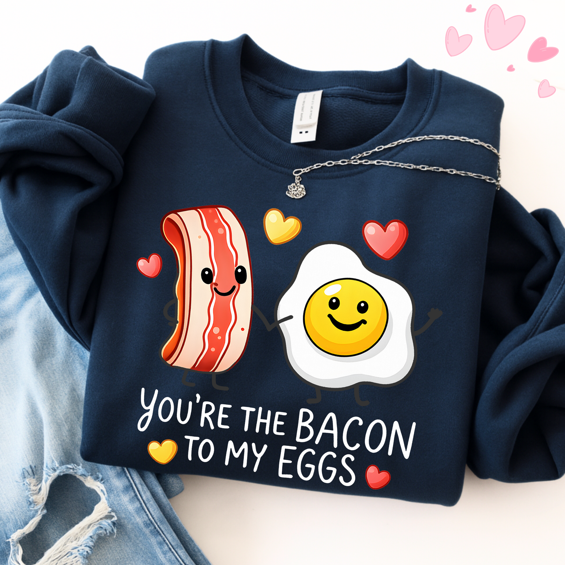 black valentine hoodie featuring you’re the bacon to my eggs fun food love graphic