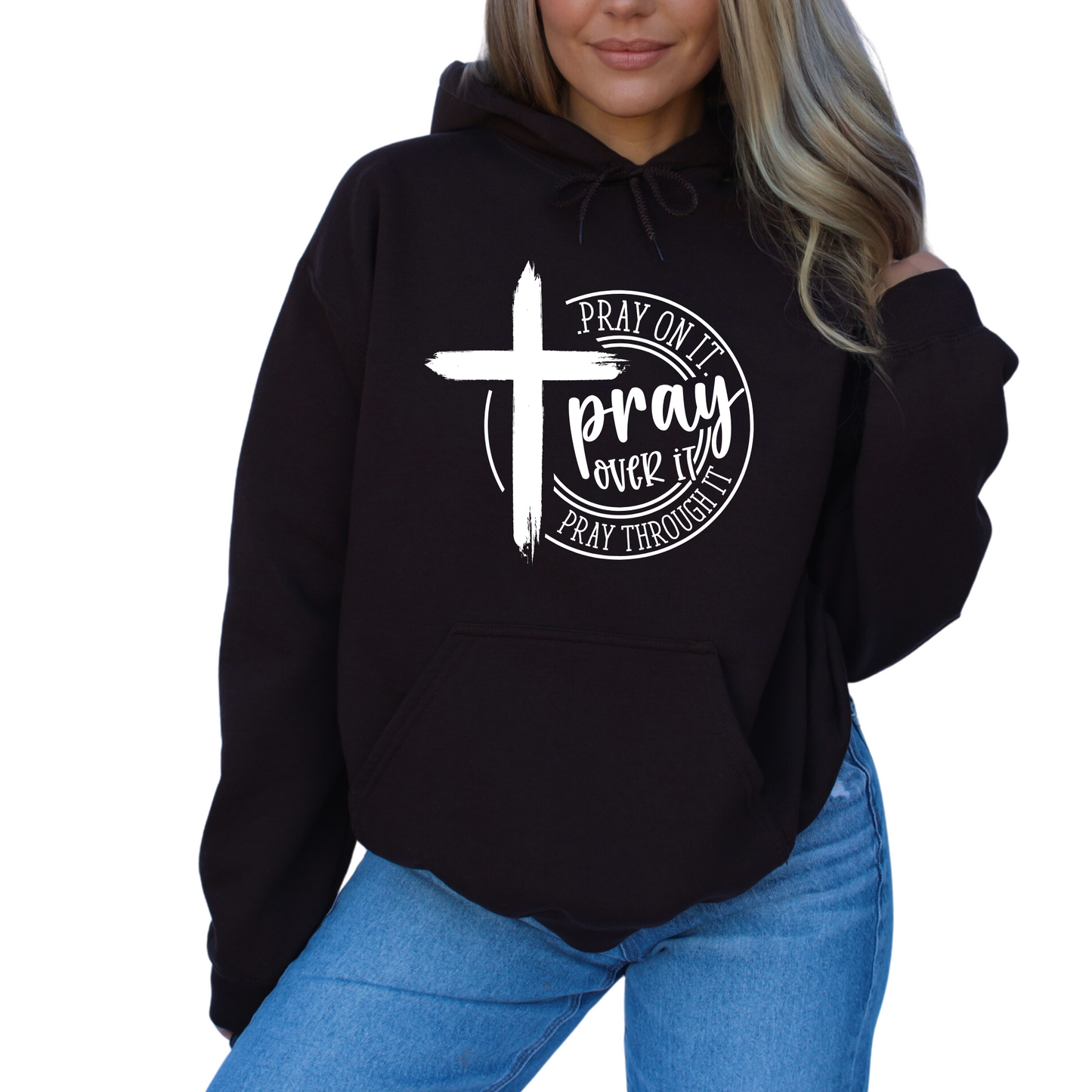 Black Cozy pullover hoodie featuring motivational message design