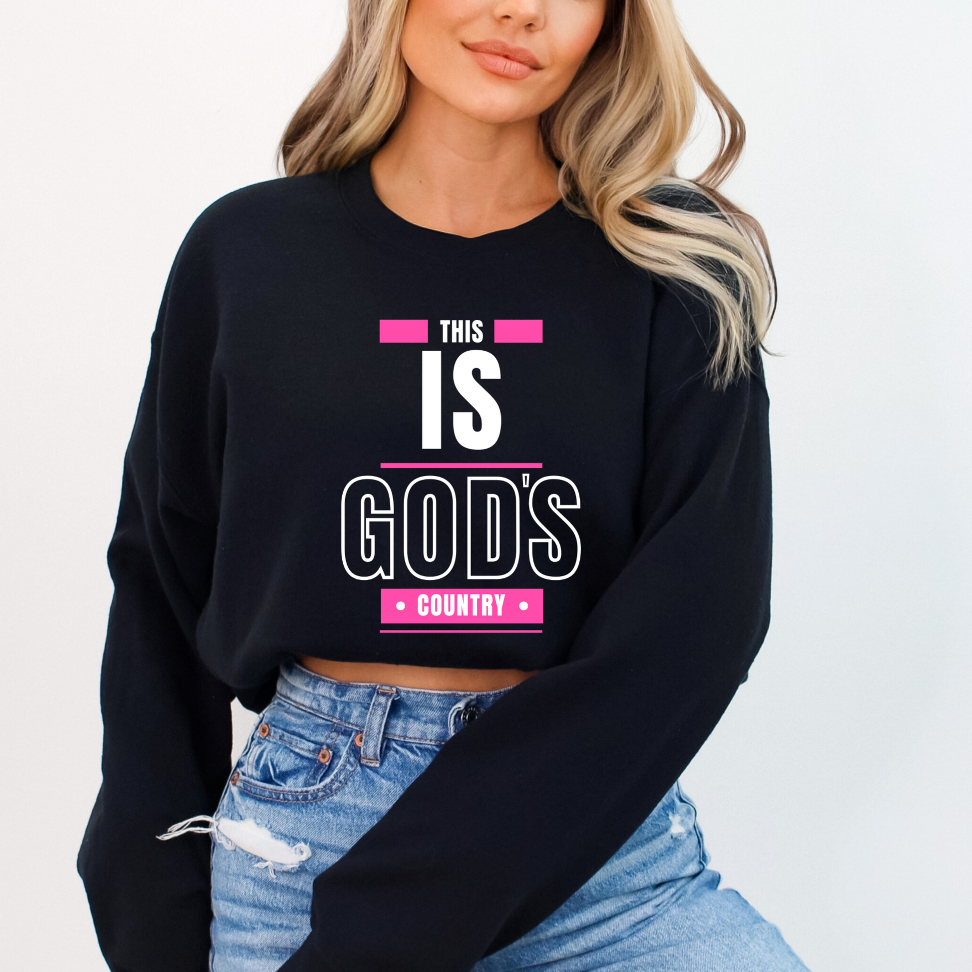 Black Unisex crewneck sweatshirt with bold statement graphic