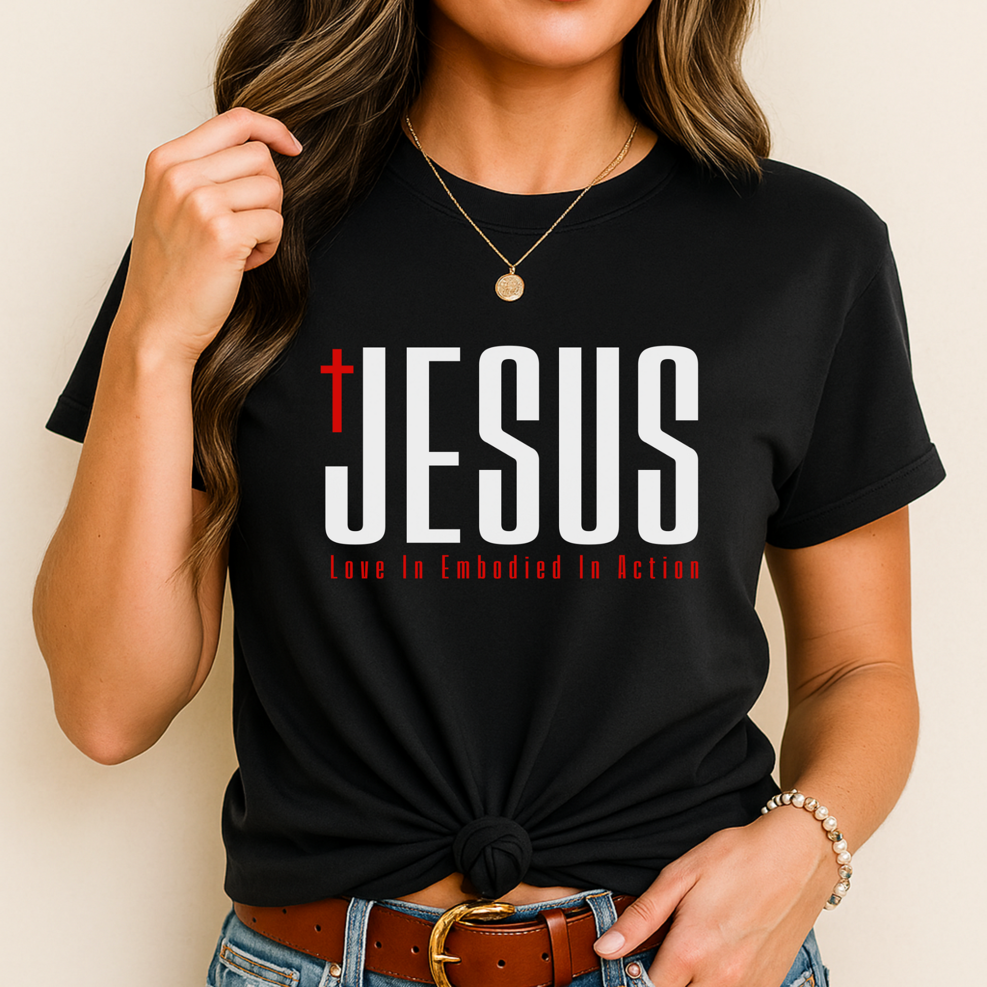 Black Jesus t-shirt with large front print