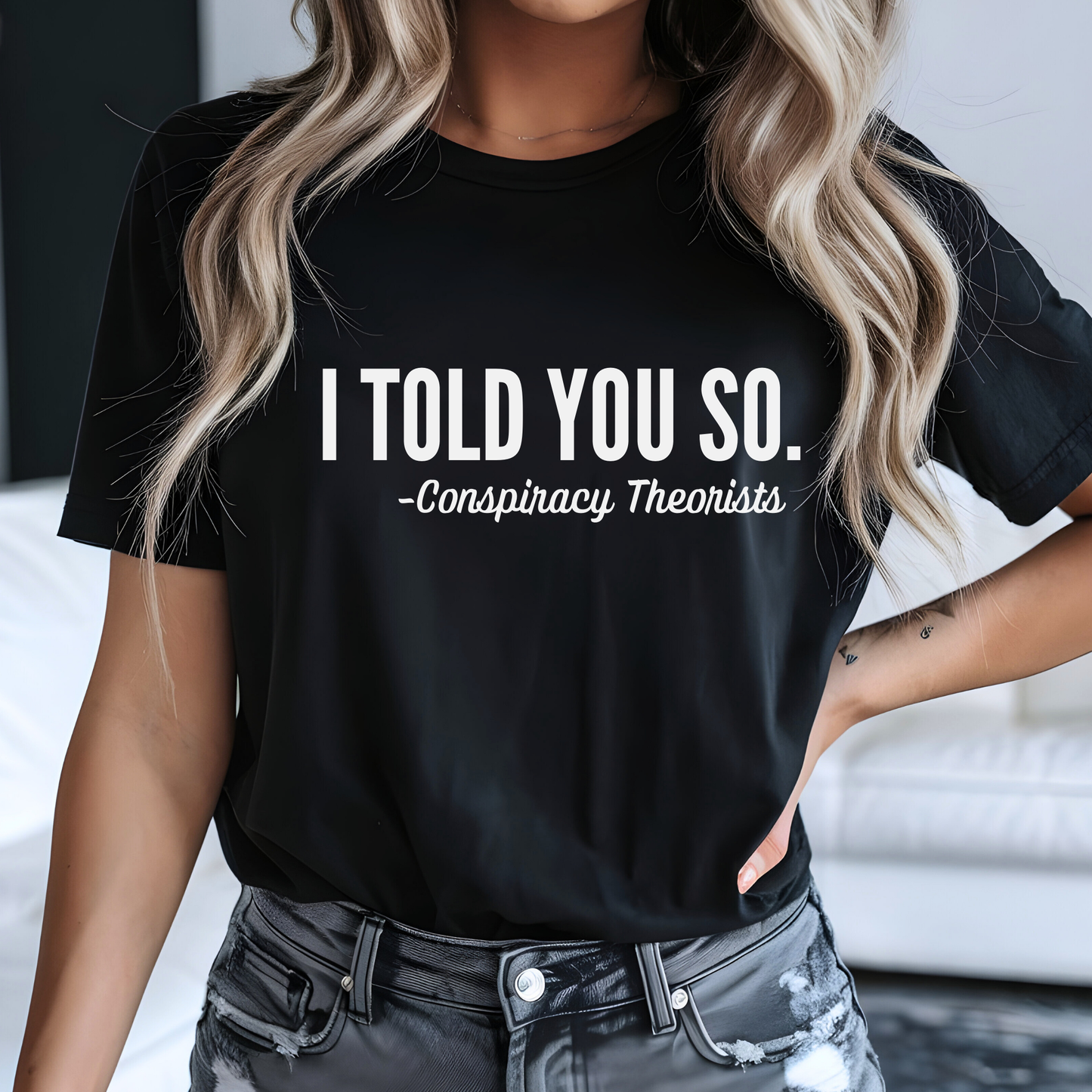 Black shirt with clean white graphic