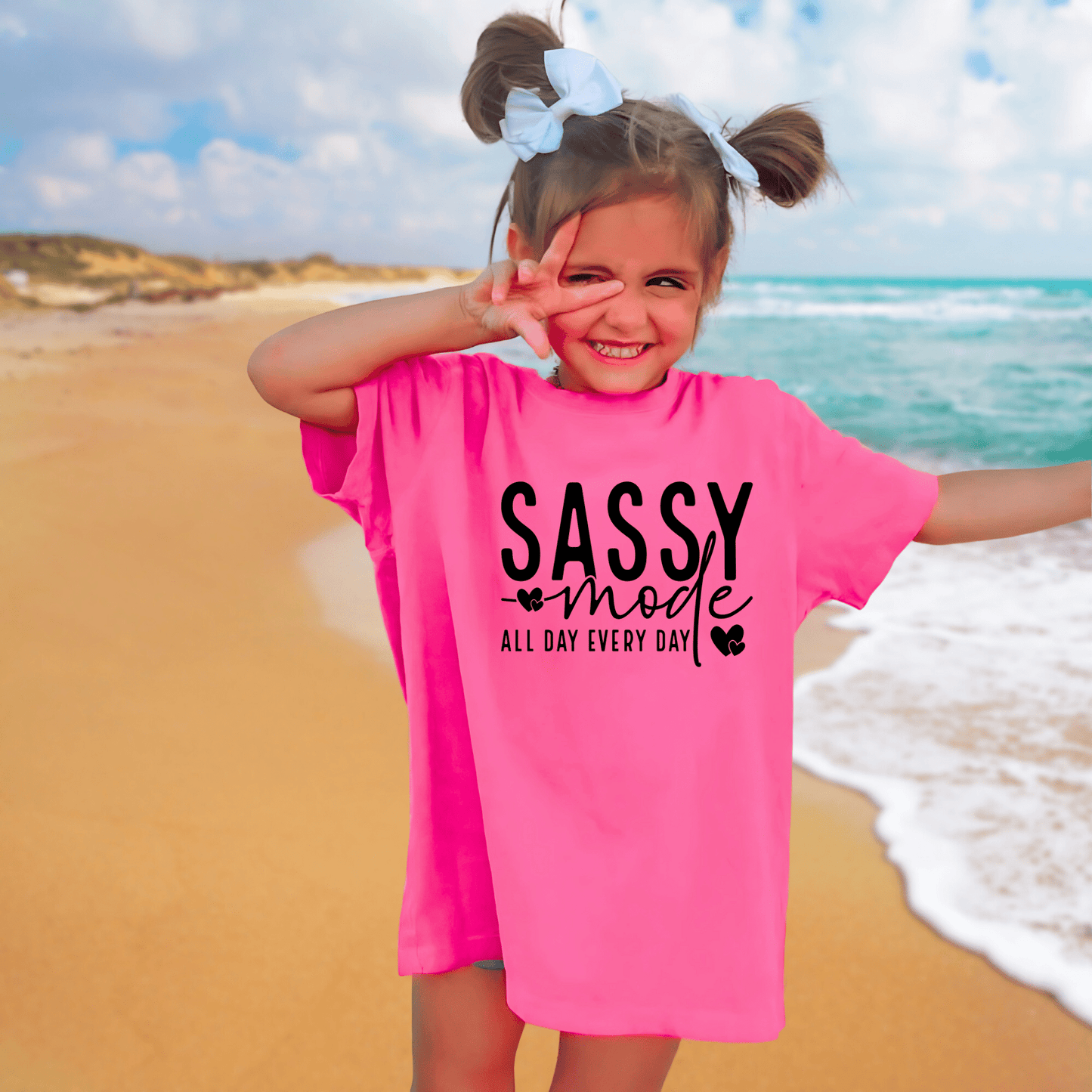 Girl's 'Sassy Mode' Graphic Tshirt– Bold and stylish | Premium Quality - The Right Side PrintsGirl's 'Sassy Mode' Graphic Tshirt– Bold and stylish | Premium QualityYouth TshirtBright PinkM